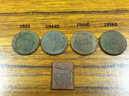 Four wheat cents